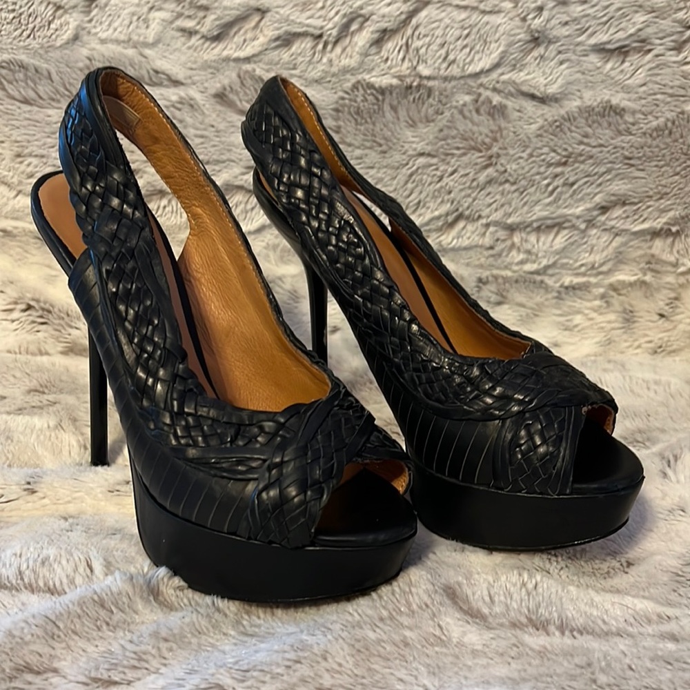 L.A.M.B. Gwen Stefani Braided Leather Platform Stiletto Sz 6
